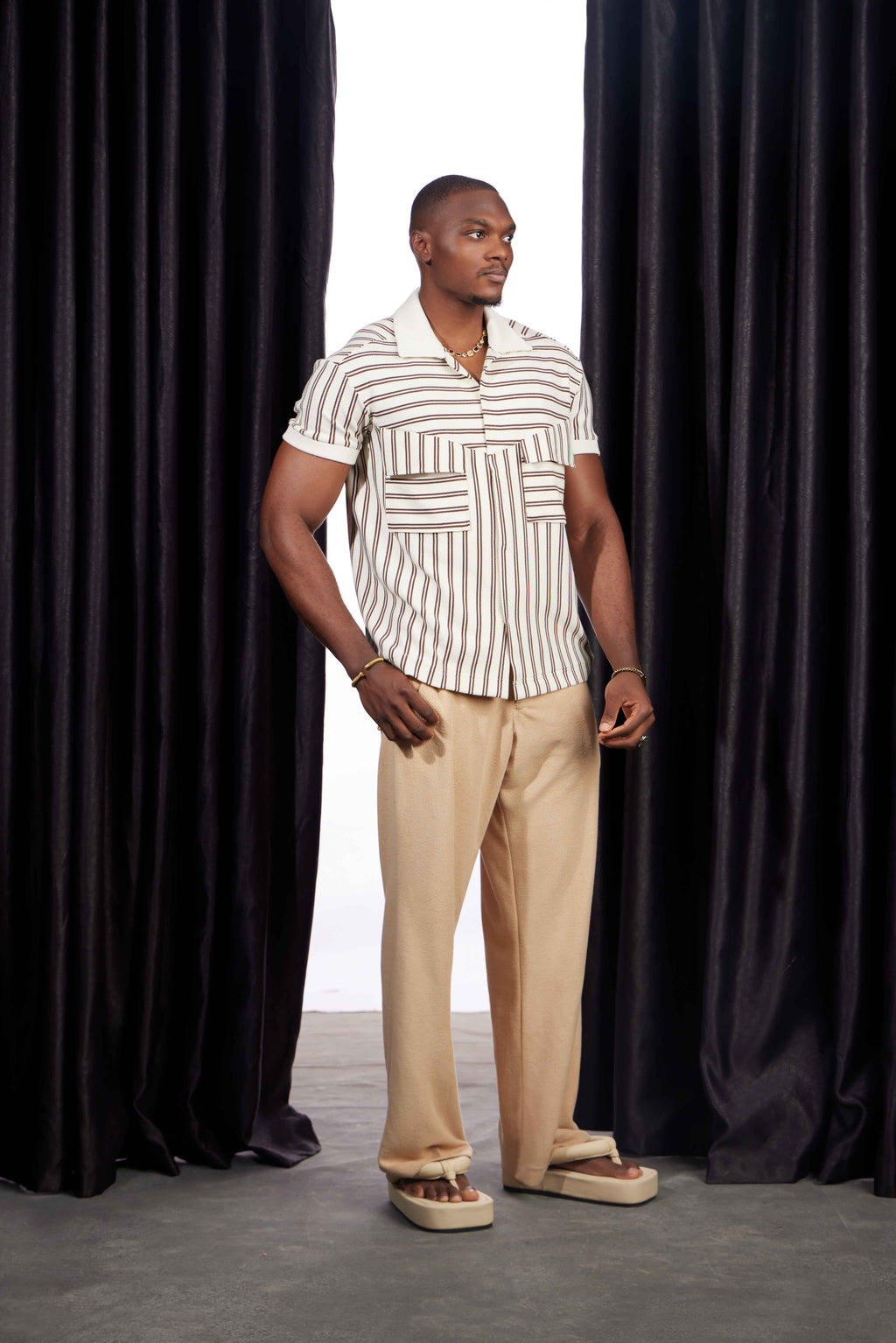 Classic Tan Striped Shirt