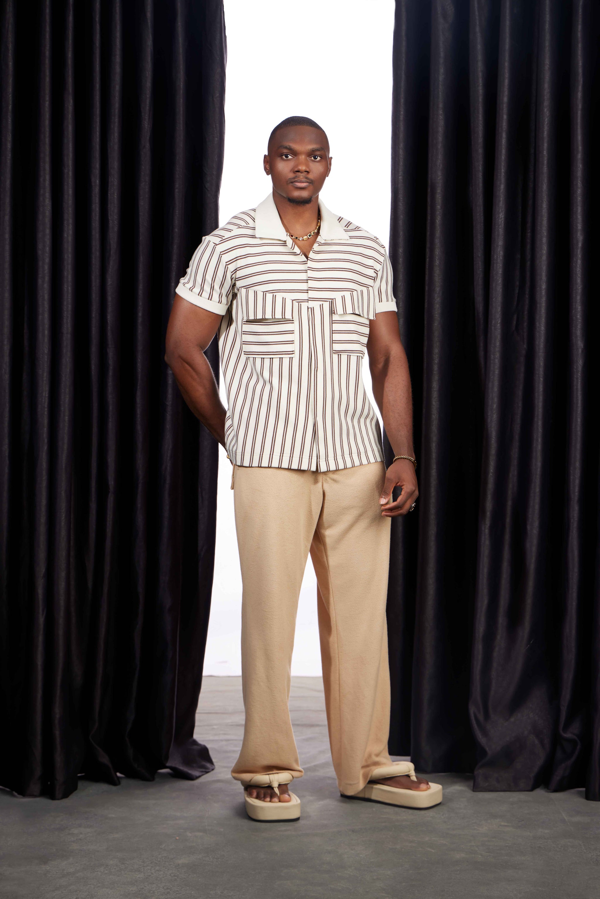 Classic Tan Striped Shirt