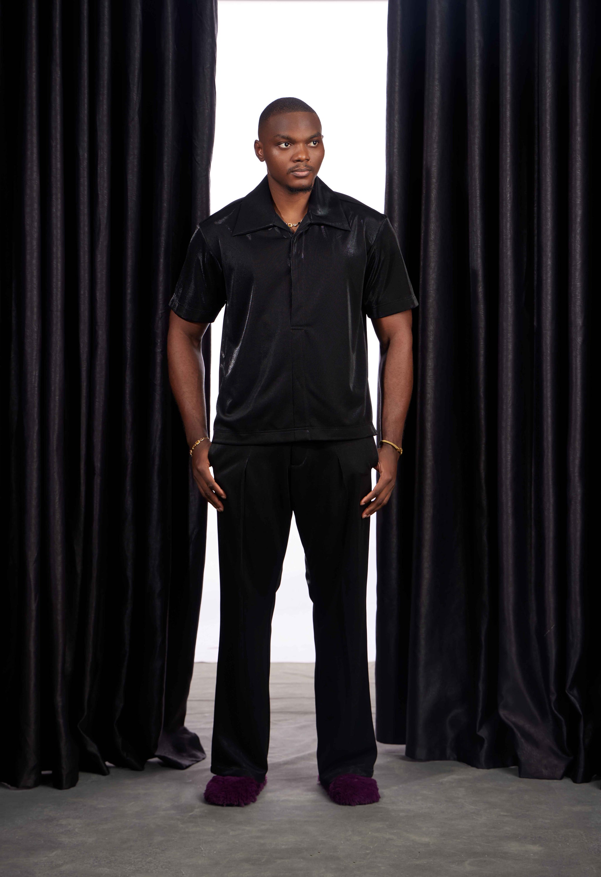 Midnight sheen pants set